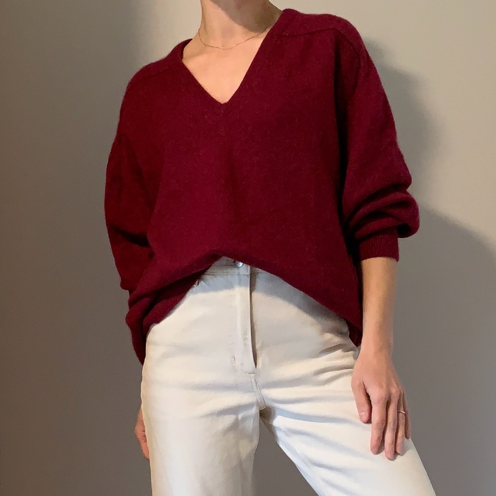 Cashmere Burgundy V-Neck Sweater